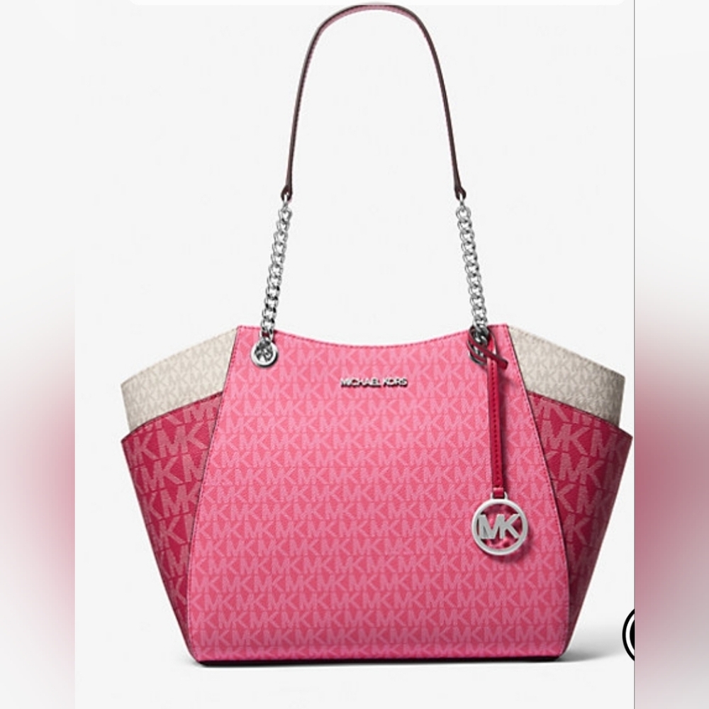 Michael Kors Jet Set Large Color Block Signature Logo Shoulder Bag